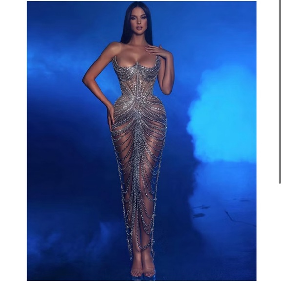 Lena Dresses & Skirts - Stunning Designer Silver/Gold Evening Dress M